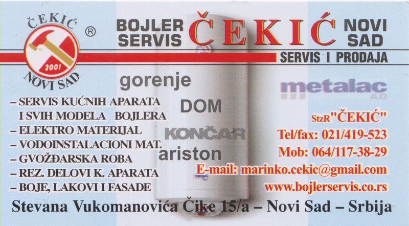 Bojler Servis Novi Sad - Zanati u Novom Sadu